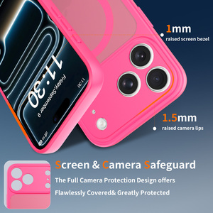 Custodia Morbida Rosa Rossa per <span class=keywords><strong>iPhone</strong></span> 18 17 16 15 14 13 Pro Max con Ricarica Wireless Magnetica, Antiurto e Protezione Lente - Product Image 5