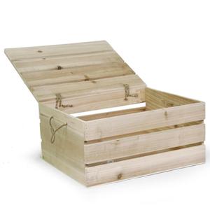 Supermarket Natural Fruit and Vegetable Storage Wooden Crate Storage Box with Lid