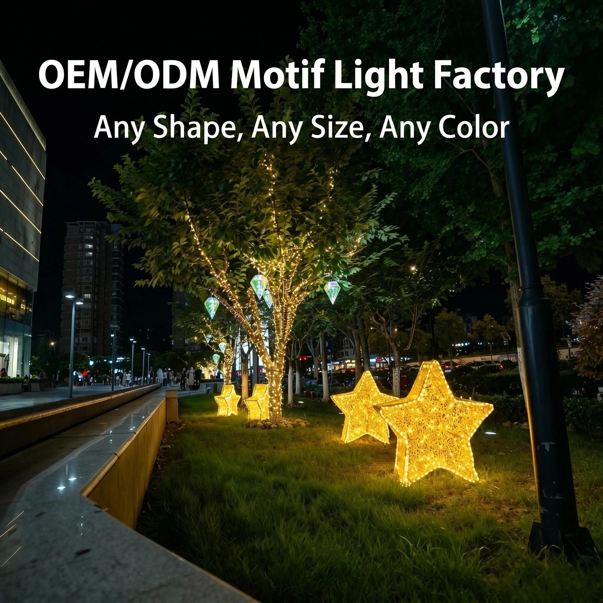 Outdoor IP65 Waterproof Christmas Decorative Light Garden Realistic Star Lamp Commercial Landscape Lighting Park Project Decor