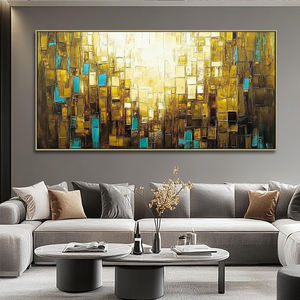 Декор для гостиной, мастихин, холст, цвет золотой, Современная текстурированная абстрактная Большая настенная живопись - Product Image 1