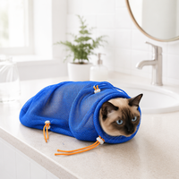 Sac de bain et de toilettage en maille pour chat, sac de contention anti-morsure et anti-griffure pour la coupe des ongles, les injections et les fournitures de nettoyage pour animaux de compagnie