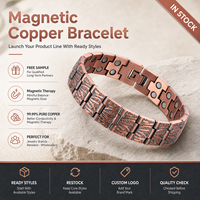 Joyería Magnética de Cobre Puro, Joyería de Terapia Magnética, Brazalete de Doble Hilera con Patrón de Tigre, Estilo Vintage, Venta al Por Mayor, Regalo Personalizado