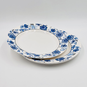 Assiette creuse en mélamine de 11 pouces pour servir les aliments, motif pivoine <span class=keywords><strong>et</strong></span> tulipe - Product Image 1
