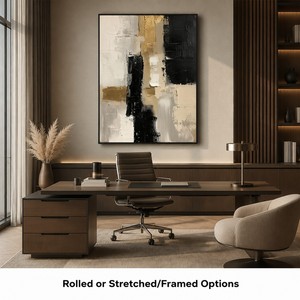 Grande Quadro Astratto Contemporaneo Beige Dipinto a Mano su Tela con Cornice per Arredamento Soggiorno Direttamente dalla Fabbrica - Product Image 4