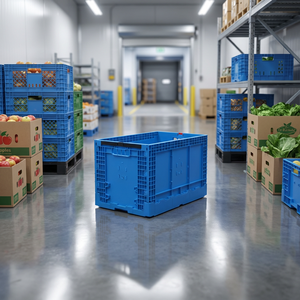 Contenitore Pieghevole in PP 600*400*400mm, Casse Impilabili per Trasporto di Verdura e Frutta, per Magazzino - Product Image 1