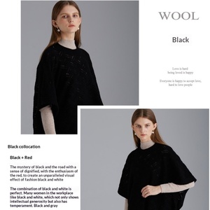 <span class=keywords><strong>Poncho</strong></span> 100 % pure laine mérinos pour <span class=keywords><strong>femme</strong></span>, motif vintage, cape tricotée, châle élégant, pull-over enveloppant pour l'automne et l'hiver, vêtement d'extérieur chaud - Product Image 4
