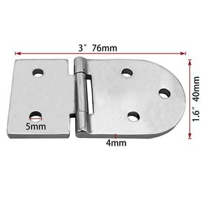 Charnière en forme de D en acier inoxydable 76x40x4mm, quincaillerie marine, charnière de porte de bateau, pièce de rechange - Product Image 3