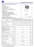 Redresseur à pont monophasé GBU402 200V 4A, passifé au verre, boîtier traversant, 100% original et traçable, pour alimentation électrique