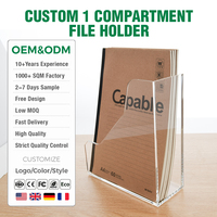 Porte-revues de bureau en acrylique transparent de luxe, fabrication OEM, pour l'école, la maison et le bureau