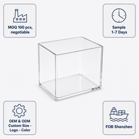 Boîte de rangement en acrylique Calic, haute, à ouverture supérieure, transparente, pour articles quotidiens, taille personnalisée, OEM, vente en gros