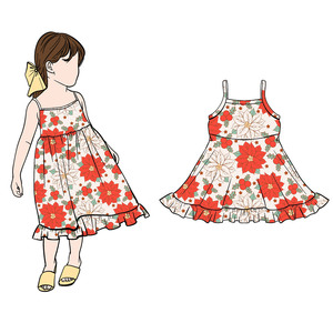 Robe pour filles en dentelle avec bretelles réglables en métal, longueur genou, imprimé personnalisé, livraison en 3-7 jours, modèle Cd6-2, avec bretelles papillon au dos - Product Image 2
