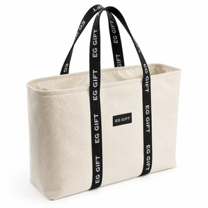 Bolsa de Compras Grande de Lona de Alta Calidad, Bolsa de Algodón para Vino, Bolsa de Supermercado con Bolsa Interior de Almacenamiento y Logotipo Impreso Personalizado - Product Image 5