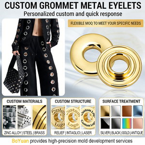 <span class=keywords><strong>Ojales</strong></span> Redondos de Latón Chapados en Oro de 9-12 mm Personalizados <span class=keywords><strong>para</strong></span> Bolsos, Zapatos y Prendas de Cuero - Calidad de Lujo - Product Image 1