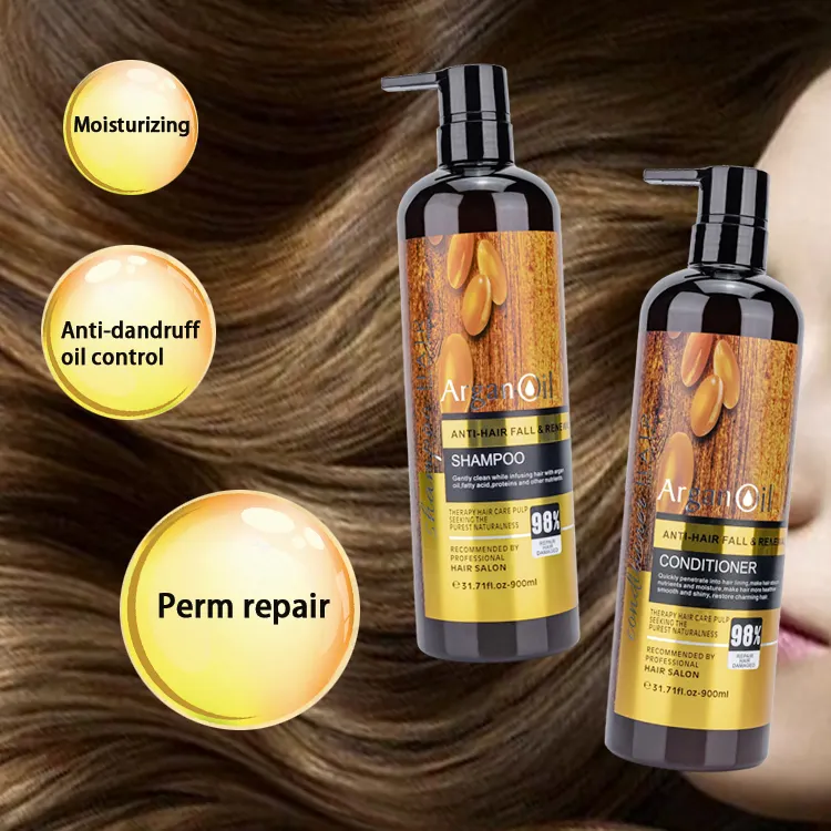 Haarverzorging Bulk Sulfaat Gratis Kruiden Natuurlijke Organische Schade Perm Haar Arganolie Shampoo En Conditioner Set