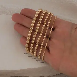 Zooying Bracelet perlé en laiton inoxydable 925 argent Sterling 2mm 3mm 4mm 5mm 6mm rempli d'or boule ronde