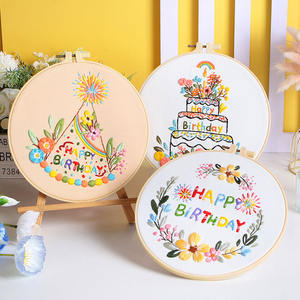 新生日快乐DIY刺绣套装生日蛋糕蜡烛烟花壁挂桌面装饰 - Product Image 3