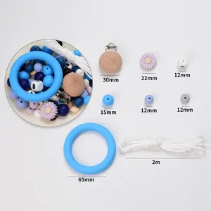 食品级65毫米DIY硅胶圆环珠婴儿咀嚼护理项链