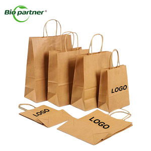 Takeaway thực phẩm quần áo vận chuyển bưu phẩm có thể giặt Kraft Quà Tặng Tote bao bì Kraft nâu túi giấy với xử lý - Product Image 6