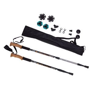 야외 캠핑 및 등산을위한 직선 손잡이와 알루미늄 6061 3 섹션 플릭 잠금 개폐식 워킹 스틱 - Product Image 1