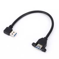 Kabel Ekstensi USB3.0 5 Gbps Transfer Data 90 Derajat Male ke Female M/F dengan Pelindung PVC dan Anyaman untuk Penggunaan Komputer dan Kamera