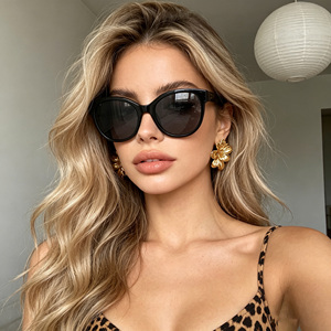Lunettes de soleil œil de chat ovales vintage de luxe personnalisées pour femmes, en acétate de haute qualité, pour le voyage, à la mode - Product Image 2