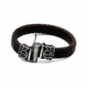 Yunnique Pulsera unisex de cuero negro tejido con cordón, hebilla de plata tibetana, diseño geométrico, accesorio de moda. - Product Image 2
