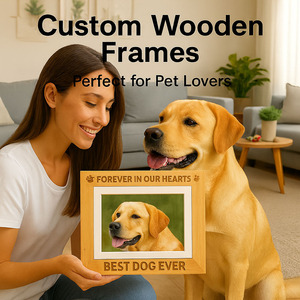 Tùy chỉnh cá nhân thân thiện với môi <span class=keywords><strong>MDF</strong></span> khắc <span class=keywords><strong>laser</strong></span> Pet khung ảnh cho vật nuôi món quà tưởng niệm - Product Image 4