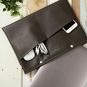 Portable Hand-held Notebook <b>Computer</b> <b>Bag</b> with Pocket Storage for Mouse Phone PU Leather Laptop Case Office Gift - Product Image 1