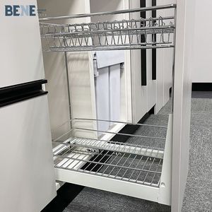 Organisateur de meuble sous évier coulissant en fil de fer chromé avec porte-bouteilles moderne de 350 mm pour cuisine, accessoires de tiroir de cuisine - Product Image 3
