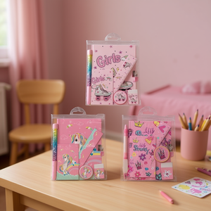 สมุดบันทึกพร้อมอุปกรณ์เสริม 13x18 ซม. 56 หน้า ชุดธีมเจ้าหญิงยูนิคอร์นสำหรับเด็กผู้หญิง - Product Image 1