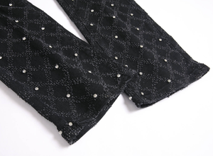 Jeans Bootcut da <span class=keywords><strong>Uomo</strong></span> alla Moda con Ricamo a Diamante, <span class=keywords><strong>Elasticizzati</strong></span>, Strappati, Svasati, Effetto Usurato, in Denim Lavato CYJP-2610028 - Product Image 2