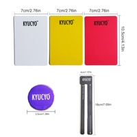 Kit d'arbitre de tennis de table portable, ensemble d'arbitre de ping-pong de qualité supérieure, combiné avec deux cartes blanches, jaunes et rouges, pièce de monnaie pour le tir au sort, règle, portefeuille en cuir