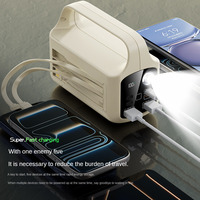 Station d'alimentation portable 22,5 W avec charge rapide Type-C/Micro USB, 3 câbles intégrés, lampe de camping LED, design portable