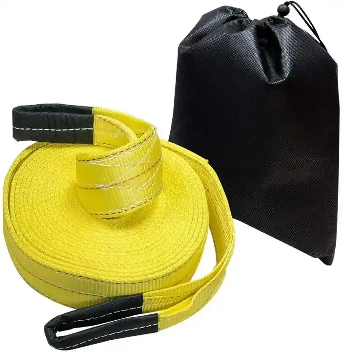 Racing Belt Recovery Tow Strap With Eye Loops And Black Sleeve