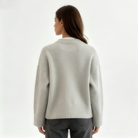 Cardigan zippé ample pour femme, en maille côtelée 7 jauges, veste décontractée et chaude