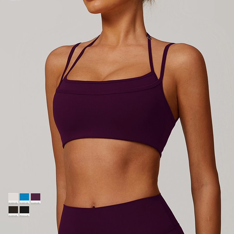 New Design Nude Feeling Comfortable Double Adjustable Strap High Strength Shockproof Bra Yoga Fitness Training Running Sports Bra