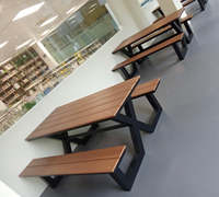 Vente Directe Usine Moderne Table de Pique-Nique Extérieure avec Banc en Bois de Camphre, Table-Banc de Pique-Nique Commerciale pour Patio et Jardin