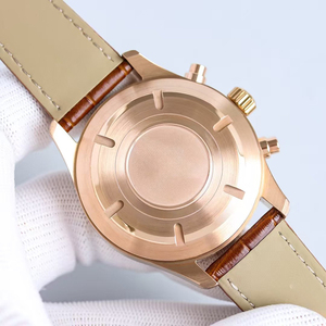 Reloj Mecánico de Lujo para Hombre, de Alta Gama, con Cronógrafo Automático, Cristal de Zafiro, Esfera con Efecto Rayos de Sol, Correa de Cuero Marrón - Product Image 3