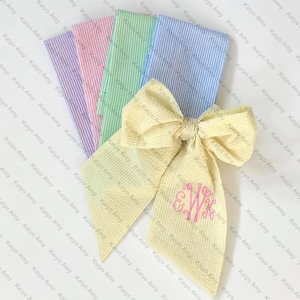 Monograma personalizado Seersucker Pascua cesta faja recién <span class=keywords><strong>nacido</strong></span> bebé faja bebé arco corona fajas - Product Image 1