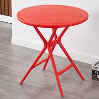 Table de salle à manger ronde pliable en plastique, table de bistrot imperméable pour extérieur, café, patio, restaurant, maison