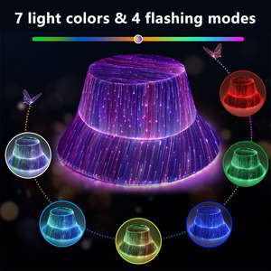 Sombrero de Pescador Luminoso con Fibra Óptica Recargable por USB, Gorra Brillante para Conciertos, Carnavales, Clubes, DJ, Actuaciones en Escenario, Adultos - Product Image 2