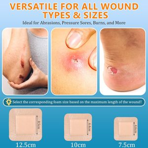 Vendaje de espuma de silicona, borde impermeable, adhesivo, gran vendaje autoadhesivo para heridas, vendajes, almohadilla de espuma absorbente para el cuidado de heridas - Product Image 6