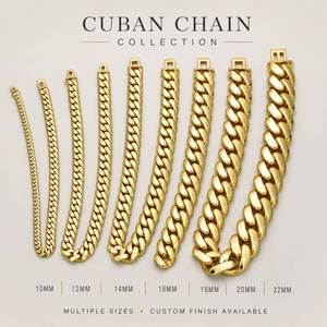 Collier Chaîne Maille Cubaine Miami Unisexe en Laiton Plaqué Or 14K 18K 24K avec Zircon Géométrique, Bijoux Hip Hop de Luxe en Gros - Product Image 2