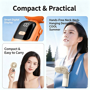 2026 New 100-Speed Foldable Handheld <b>Usb</b> Rechargeable Portable <b>Mini</b> <b>Fan</b> Led Display Long Battery Life Humidify for Car - Product Image 3