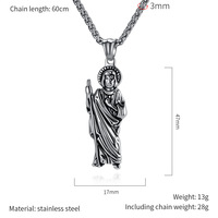 Colliers Pendentifs en Acier Inoxydable Hip Hop Religieux Saint Jude Jésus Catholique Chrétien Bijoux de Mode pour Hommes Femmes Vente en Gros