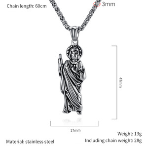 Colliers Pendentifs en Acier Inoxydable Hip Hop Religieux Saint Jude Jésus Catholique Chrétien Bijoux de Mode pour Hommes Femmes Vente en Gros - Product Image 6