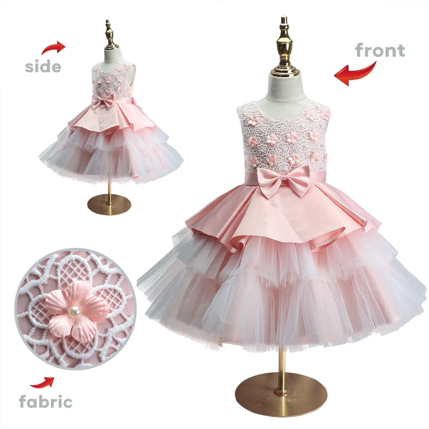 Новейший дизайн, детская одежда для дня рождения, атласное платье-пачка принцессы с принтом для маленьких девочек