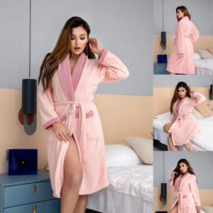 Nouveau Couple pyjamas automne hiver corail velours robe de chambre femmes épais flanelle <span class=keywords><strong>peignoir</strong></span> hommes <span class=keywords><strong>peignoir</strong></span> - Product Image 3