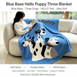 Manta de Terciopelo Azul con Tres Perritos, Ultra Suave, de Doble Cara, Ideal <span class=keywords><strong>para</strong></span> Sofá, Hogar, Amantes de los Perros, Regalo Cálido, Venta al por Mayor - Product Image 2
