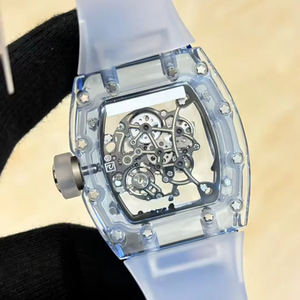 2026 Hot Selling Ice Blue Men's Tonneau Chronograph <b>Skeleton</b> <b>Watch</b> Sapphire Crystal <b>Automatic</b> Mechanical Wristwatch OEM - Product Image 4